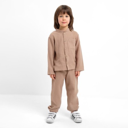 Костюм (рубашка и брюки) детский KAFTAN "Муслин", р.34 (122-128 см) бежевый