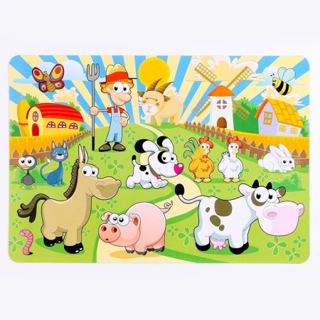 Stencil for kids "Fun Farm" with coloring-2