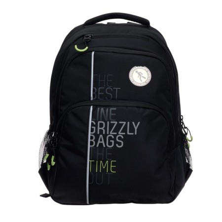 Youth backpack Grizzly, 45 x 32 x 23 cm, ergonomic back, black, light green-4