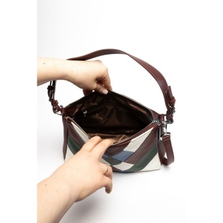 Bag Cross-Body Women's, genuine leather, burgundy ludor, 30x8x21 cm-4