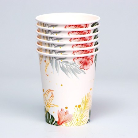 A one -time paper glass "Natural print", a set of 6 pcs, 250 ml-1