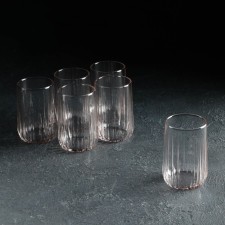 Set of glass glasses Nova, 6 pcs, 135 ml, pink
