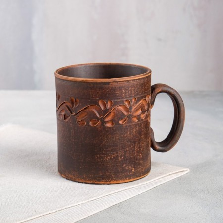 Mug "Tea", decor, red clay, 0.3 l, mix-1