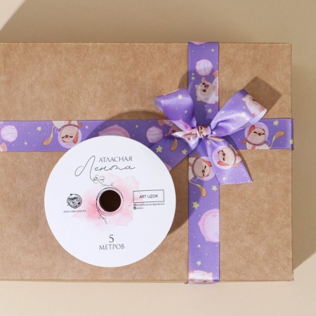 A satin tape, gift packaging, "Cosmonaut", 2 cm x 5 m-2