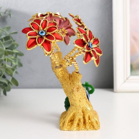 Souvenir from the evil eye "Blooming tree. Elephant with a caliper of gold" gold, red 17 cm-1