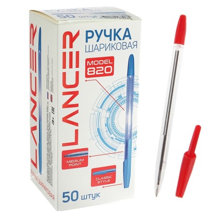 Ballic handle Office Style 820, Node 1.0 mm, red ink, transparent body