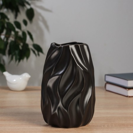 VAZA Ceramics Table "Grayem" D-7 cm, 17.5x10 cm, black
