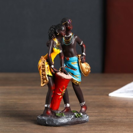 Souvenir Polystone "African couple - Fidelity" 17.5x9.5x6 cm mix-1