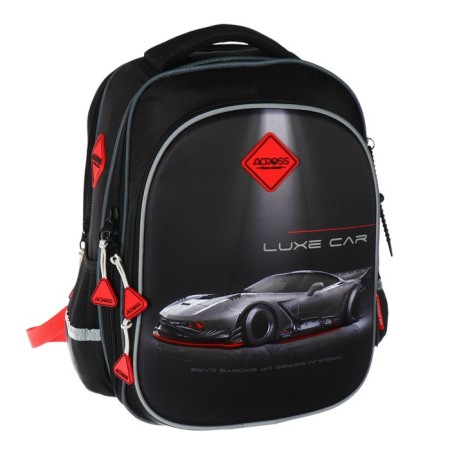 School backpack 37 x 28 x 13cm, ergonomic back, Across 557, black/red-1