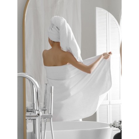 Set of terry white towels, size 30x50 cm, 50x100 cm, 70x140 cm-1