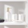 A set of accessories for the Line bathroom, 4 items (400 ml dispenser, soap dish, 2 glasses), white color