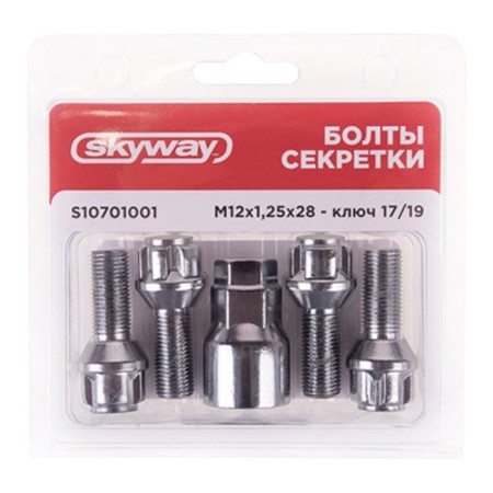 Secret Bolts Skyway, M12x1,25x28 cone, 5 beam, 1 cl, chromium, set 4 pcs-2