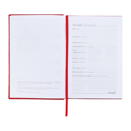 Diary of Leduced A5, 160 sheets of Escalada, solid cover of artificial leather, pancake embossing, lies, block 70g/m2, red-5