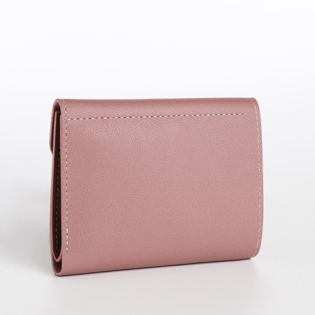 Women's wallet on the button, pink color-1