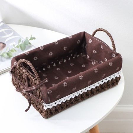 Basket for storage of handmade wicker work “Margarita”, 25 × 17 × 9 cm, brown color-1