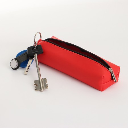 Key of zipper, length 16 cm, ring, carbine, red color-3