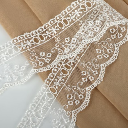 Lace on a grid, 45 mm × 11 ± 1 m, ivory color-1
