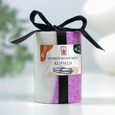 Candle cylinder 5x7.5cm, "crystalline pattern", cinnamon