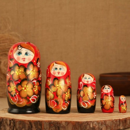 Matryoshka 5 puppet "Nata" with God's cow, 14-15cm, manual painting.