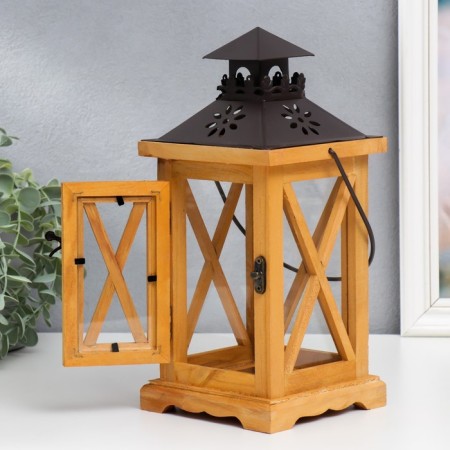 Summary of the tree on 1 candle "Lantern with shutters" Cinnamon 28x12.5x12.5 cm-2