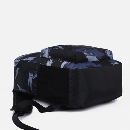 A backpack with a zipper, 3 external pockets, black/gray color-4