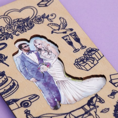 An envelope for money with a wooden element "Wedding!"-3
