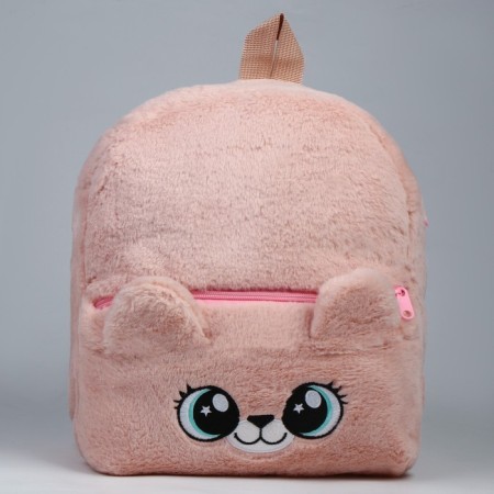 Baby backpack for the girl "Bear", plush, beige color-2