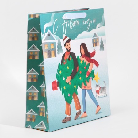Laminated vertical "Christmas tree", m 26 x 30 x 9 cm, New Year-2