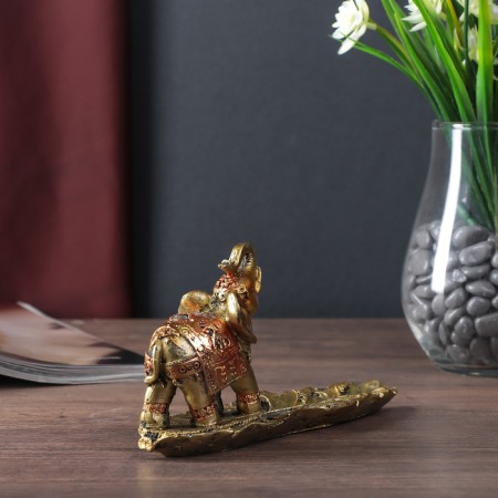 Polystone souvenir with a stand under the incense "Elephant on the sheet" 9x17x5 cm-2