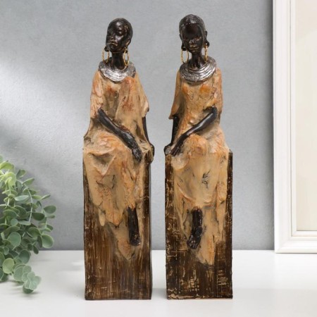 Souvenir Polystone "African in Cuba" Mix under a tree 36x8x10 cm