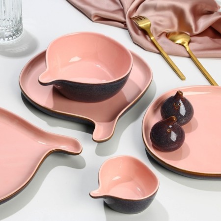 Ceramic plate "Fig", 22.5 x 26.5 cm, pink color-5