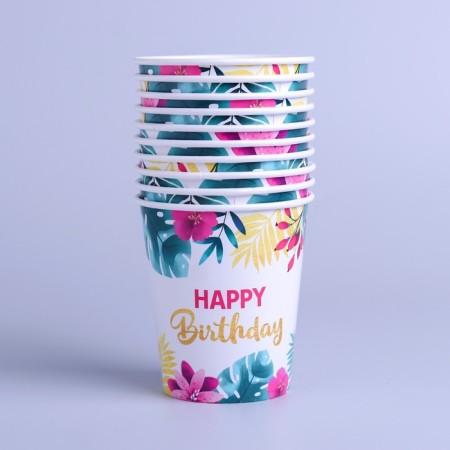 A one -time paper glass "Happy Birthday", 250 ml-1