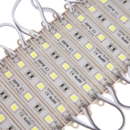 SMD5054 LED module, 1.5 W, 3 LED, 135 lm, IP65, 6500K, 12V, white, set 20 pcs.