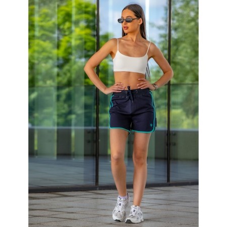 Women's shorts ise, size 44 cm, dark blue color, turquoise-10