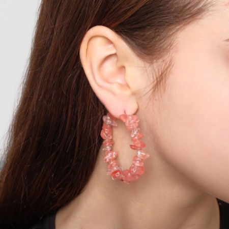 Ground Earrings "Naturel" nature, red color, d = 5-1