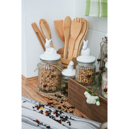 Glass Bank for bulk products with a ceramic lid of the bunny, 230 ml-8