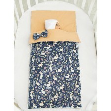 Baby sleeping bag, bunnies print, blue color
