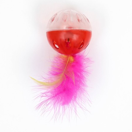 Ball for cats with a tambourine "Sun with a pen", 4 cm, transparent red-1