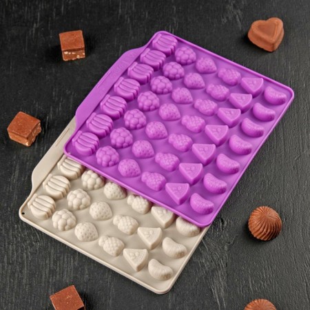 Form for marmalade Dolyan Fruit boom, silicone, 18.5 × 17.5 cm, 42 cells (2.2 × 2.2 cm), pink color-8