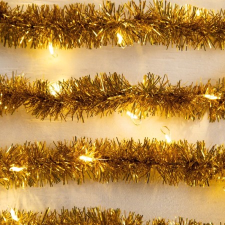Garland "Mishura" 1 m Rosa, IP20, golden thread, 22 LED, 8 layers, D = 3 cm, glow warm white, CR2032X2-2