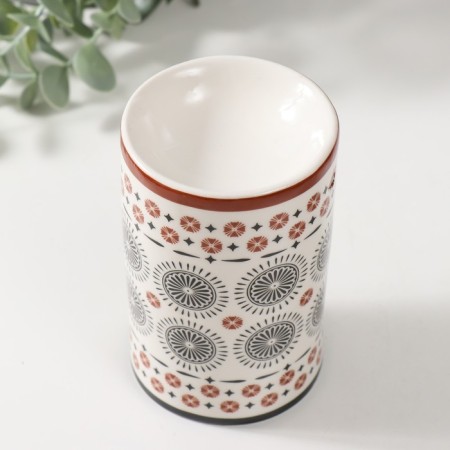 Aroma lamp ceramics "Geometric flowers" 7.2x7.2x11.6 cm-2