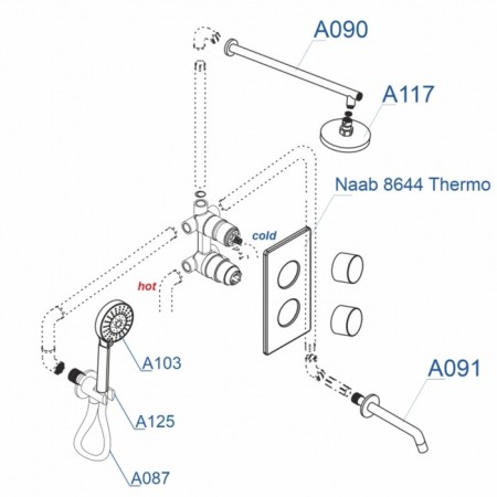 The shower system wasserkraft a178644 Thermo, built -in, thermostat, shower set, chrome-2