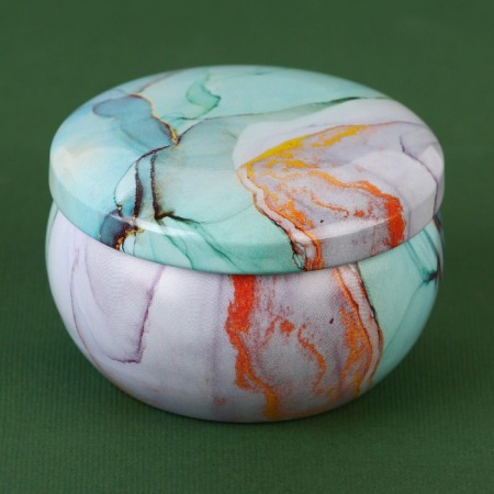 Aromatic candle in the Blue Marble Bank, fragrant spruce cones, 6 x 6 x 4 cm.-2