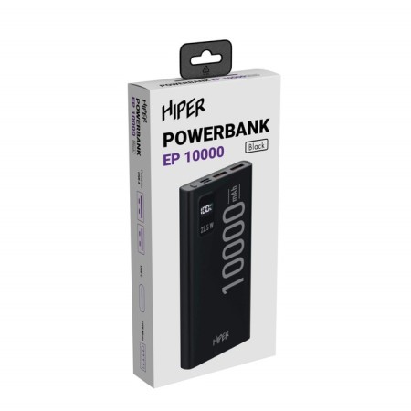 External battery Hiper EP 10000, 10,000 mAh, 3a, 2 USB, QC, PD, display, black-1
