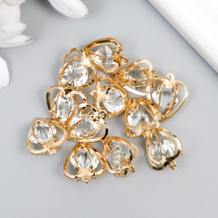 Decor for creativity Metal "drop" volumetric gold, crystal 1.4x1.4x1.7 cm