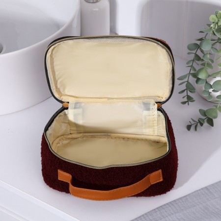 Cosmetic bag with a zipper, with a lining, purple color-3