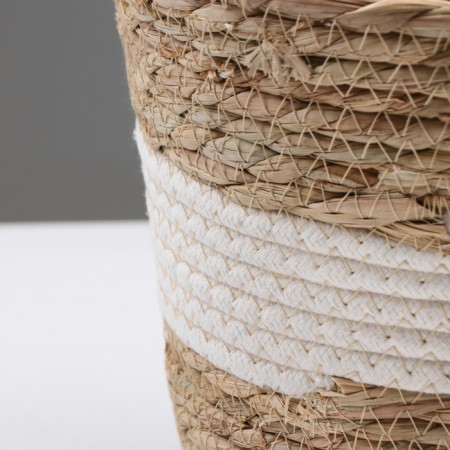 Kashpo wicker "Tanzania" with a pen, 21.5x21.5x18.8 cm, natural, white-3