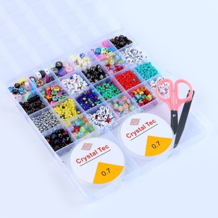 Set for creating jewelry, 24 types of beads, fishing line, scissors-4