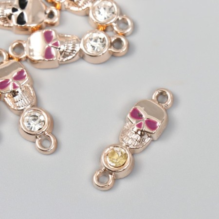 Decor for creativity plastic for metal "Skull with a rhinestone" gold mix 0.9x0.5x3 cm