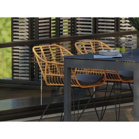 Vetle Bent chair, 560 × 570 × 810 mm, artificial rattan, beige color / black-7
